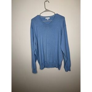 Peter Millar Sweater Mens Size L Blue V-Neck Pullover Silk Blend Quiet Luxury